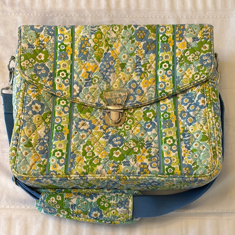 Vera Bradley Blue and Green Crossbody Bag with Floral Pattern